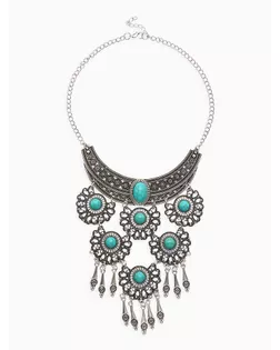 Колье "Гестия" четыре яруса, цвет голубой в чернённом серебре, L=35 см арт. СМЛ-27178-1-СМЛ4142549