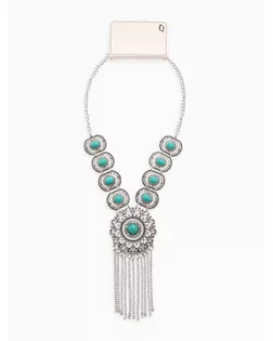 Колье "Гестия" круг, цвет голубой в чернённом серебре, L=45 см арт. СМЛ-27182-1-СМЛ4142553