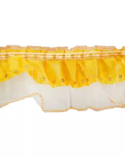 Тесьма атлас желтый на белом капроне 9см, в рулоне 10 м. арт. СМЛ-32652-1-СМЛ4272356