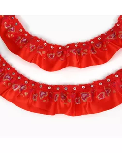 Тесьма сетка с напылением на красном атласе 5см, в рулоне 10 м. арт. СМЛ-32656-1-СМЛ4272360