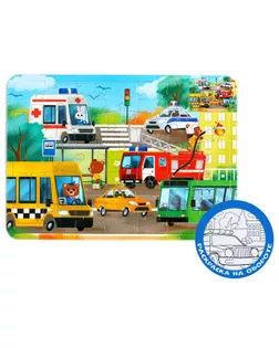 Пазл в рамке «Полезные машины», 34 детали + раскраска арт. СМЛ-82796-1-СМЛ0004659723