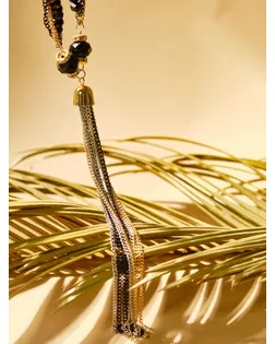 Набор 2 предмета: серьги, бусы "Унисон" накрученность, цвет золото в чёрном арт. СМЛ-33693-2-СМЛ4302277