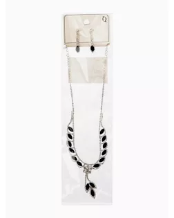 Набор 2 предмета: серьги, колье "Листопад" ромб, цвет чёрно-белый в серебре арт. СМЛ-33731-3-СМЛ4306149