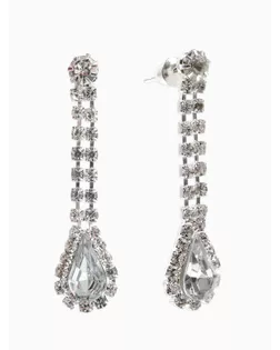 Набор 2 предмета: серьги, колье "Листопад" капли, цвет белый в серебре арт. СМЛ-33733-2-СМЛ4306156