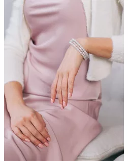 Браслет жемчуг "Пружинка" яркость, шар 6, 6см, цвет белый в серебре арт. СМЛ-34211-1-СМЛ4326936