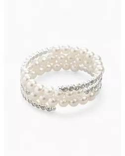 Браслет жемчуг "Пружинка" стразы, d=0,6, цвет белый в серебре, 6см арт. СМЛ-142523-1-СМЛ0005002898