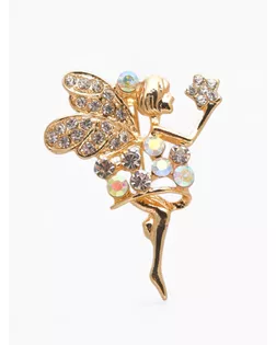 Брошь "Девочка-фея", цвет белый в золоте арт. СМЛ-19510-1-СМЛ0439512