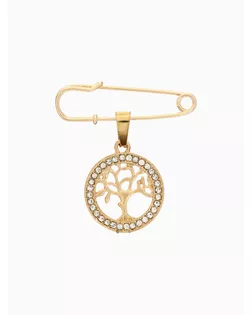 Булавка с подвеской "Дерево жизни" 3,5см, цвет белый в золоте арт. СМЛ-138694-1-СМЛ0005018445