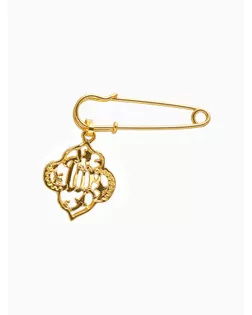 Булавка с подвеской "Мусульманская" бисмала, 3,5см, цвет белый в золоте арт. СМЛ-38715-1-СМЛ0005018446