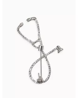 Брошь "Стетоскоп", цвет чёрный в серебре арт. СМЛ-139232-2-СМЛ0004950625