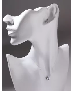 Гарнитур 2 предмета: серьги, кулон "На леске" капелька, цвет белый в серебре арт. СМЛ-112375-1-СМЛ0005259628