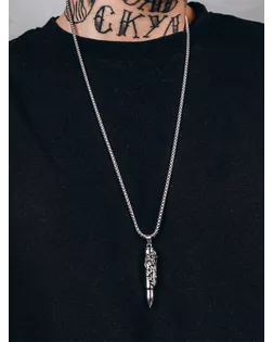 Кулон унисекс "Пуля" резной рисунок, цвет чернёное серебро, 60 см арт. СМЛ-39614-1-СМЛ0005117174