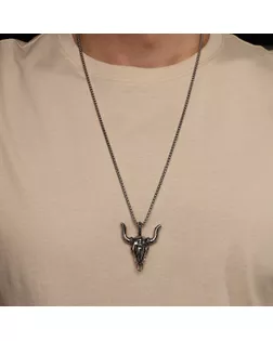 Кулон унисекс "Бык" голова, цвет чернёное серебро, 60 см арт. СМЛ-39617-1-СМЛ0005117177
