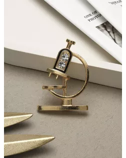 Брошь "Микроскоп", цвет чёрно-белый в золоте арт. СМЛ-139233-1-СМЛ0005290223