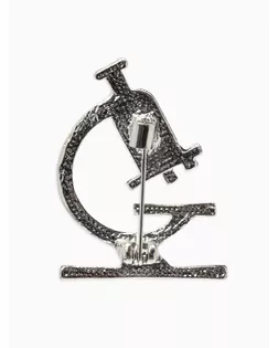 Брошь "Микроскоп", цвет чёрно-белый в серебре арт. СМЛ-139233-2-СМЛ0005290224