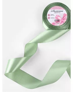 Лента атласная, 40 мм × 23 ± 1 м, цвет светло-зелёный №93 арт. СМЛ-101764-2-СМЛ0005036874