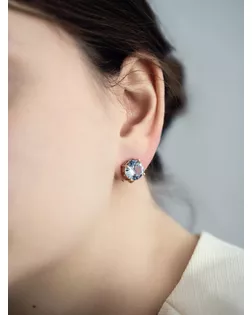 Клипсы "Вечеринка" крупные кристаллы, цвет белый в золоте арт. СМЛ-153788-1-СМЛ0005349161