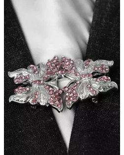 Зажим для кардигана «Бабочки», цвет розовый в серебре арт. СМЛ-264595-1-СМЛ0004984801