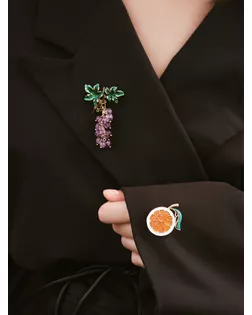 Брошь "Аметист" виноград, зелёно-фиолетовый в золоте арт. СМЛ-148447-1-СМЛ0005361304