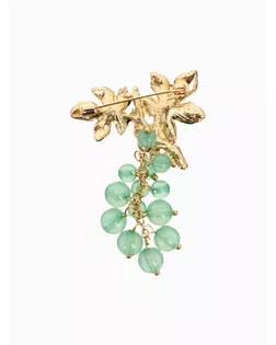 Брошь "Нефрит" виноград, зелёный в золоте арт. СМЛ-148447-2-СМЛ0005361305