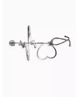 Брошь "Стетоскоп" кардиограмма, цвет красный в серебре арт. СМЛ-153785-3-СМЛ0005438024