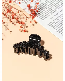 Краб для волос "Глянец" цветочная гирлянда, 9,5 см, чёрный арт. СМЛ-118318-1-СМЛ0005256288