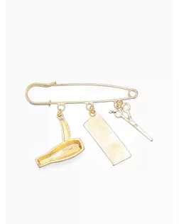 Булавка с подвесками "Парикмахер", 5,5см, цвет золото арт. СМЛ-125065-2-СМЛ0005114759