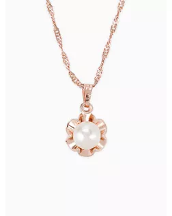 Гарнитур 3 предмета: серьги, кулон, кольцо безразмерное "Эдель" с жемчугом цветок, цвет белый в золоте арт. СМЛ-19546-1-СМЛ0494481