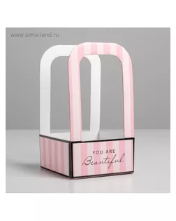 Коробка-переноска для цветов «Розовая», 12 см × 12 см × 22 см арт. СМЛ-130872-1-СМЛ0005415809