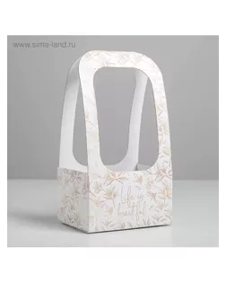 Коробка-переноска для цветов «Веточки», 17 × 12 × 32 см арт. СМЛ-130874-1-СМЛ0005415811