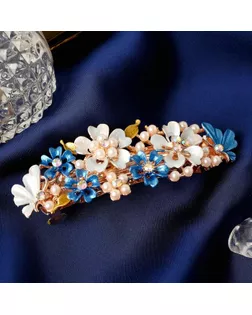 Заколка-автомат для волос "Вальс цветов" жемчуг, 9 см арт. СМЛ-123112-1-СМЛ0005181144