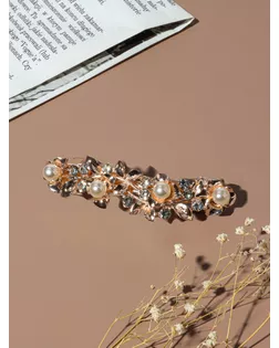 Заколка-автомат для волос "Джоззи" жемчуг листочки, 9 см арт. СМЛ-134077-4-СМЛ0005365447