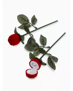 Футляр под кольцо "Роза" 4,5*4,5*25, цвет красно-зеленый, вставка белая арт. СМЛ-24476-1-СМЛ0523297