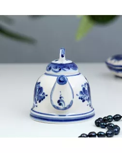 Колокольчик «Чайник», H=9,5 см, гжель арт. СМЛ-176499-1-СМЛ0000721184