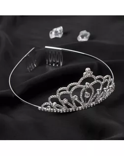 Диадема для волос "Аделина" корона, 5 см, серебро арт. СМЛ-138918-1-СМЛ0005365381