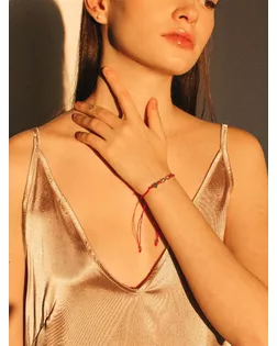 Браслет-оберег "Став" крючок любвии брака, середце и бесконечность, цвет красный арт. СМЛ-139615-1-СМЛ0005388833