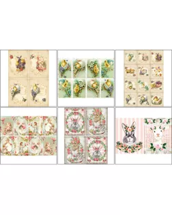 Набор декупажных карт 6 шт  "Зайки,цыплятки" плотность 45г/м2 арт. СМЛ-223164-1-СМЛ0005700792