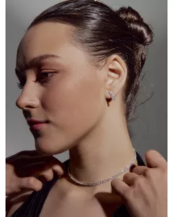 Набор 2 предмета: серьги, чокер "Лёд" два ряда, цвет белый арт. СМЛ-145438-1-СМЛ0006705844