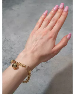 Браслет металл "Цепь" сфера нестандарт, цвет золото,L=22 см арт. СМЛ-149248-1-СМЛ0005541161