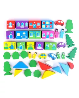 Конструктор «Цветной городок» большой, 41 элемент арт. СМЛ-102573-1-СМЛ0000789470