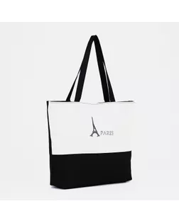 Сумка текстильная, отдел на молнии, с подкладом, цвет белый/чёрный арт. СМЛ-177148-2-СМЛ0000791111