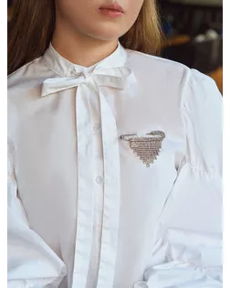 Булавка "Торжество" каскад, 7см, цвет белый в серебре арт. СМЛ-154160-1-СМЛ0005511114