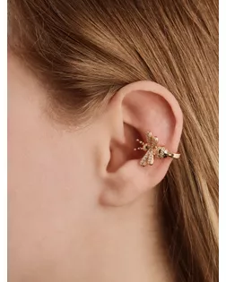 Серьга "Каффа" пчела, цвет белый в серебре арт. СМЛ-155275-2-СМЛ0006244714