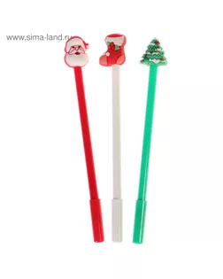 Набор ручек гелевых-прикол 3 штуки ( Дед Мороз/Елка/Носок для подарков) в пакете арт. СМЛ-160409-1-СМЛ0001027594