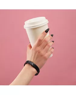 Силиконовый браслет "PZDC" стандарт, цвет чёрный, 20 см арт. СМЛ-192462-1-СМЛ0007345114