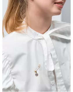 Булавка-оберег "Медальон" глаз, 3см, цвет бело-синий в золоте арт. СМЛ-186382-1-СМЛ0006961454