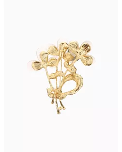 Брошь "Трилистники", цвет белый в золоте арт. СМЛ-186415-1-СМЛ0007091610