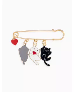 Булавка "Котята" игривые, 7см, цветная  в золоте арт. СМЛ-186886-1-СМЛ0007036330