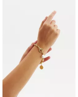 Браслет жемчуг "Цепь" неформальная, цвет белый в золоте, 20см арт. СМЛ-193265-1-СМЛ0007113976