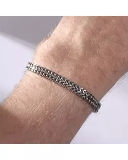 Браслет мужской "Стальной" зигзаги, цвет серебро, 20см арт. СМЛ-194633-1-СМЛ0007115513